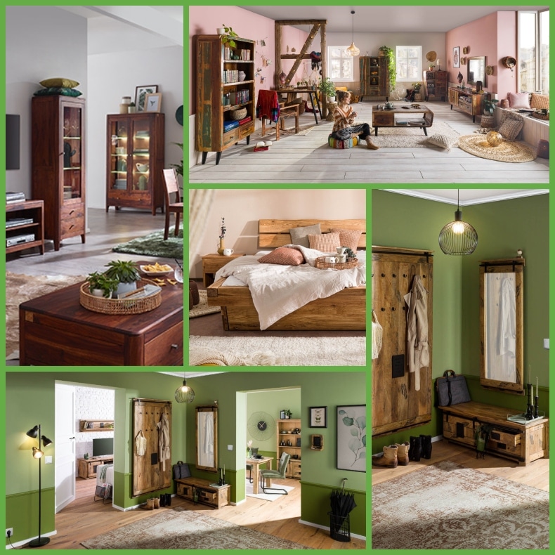 Beispielhafte Auswahl verschiedener Möbelstücke aus dem massivmöbel24 Onlineshop